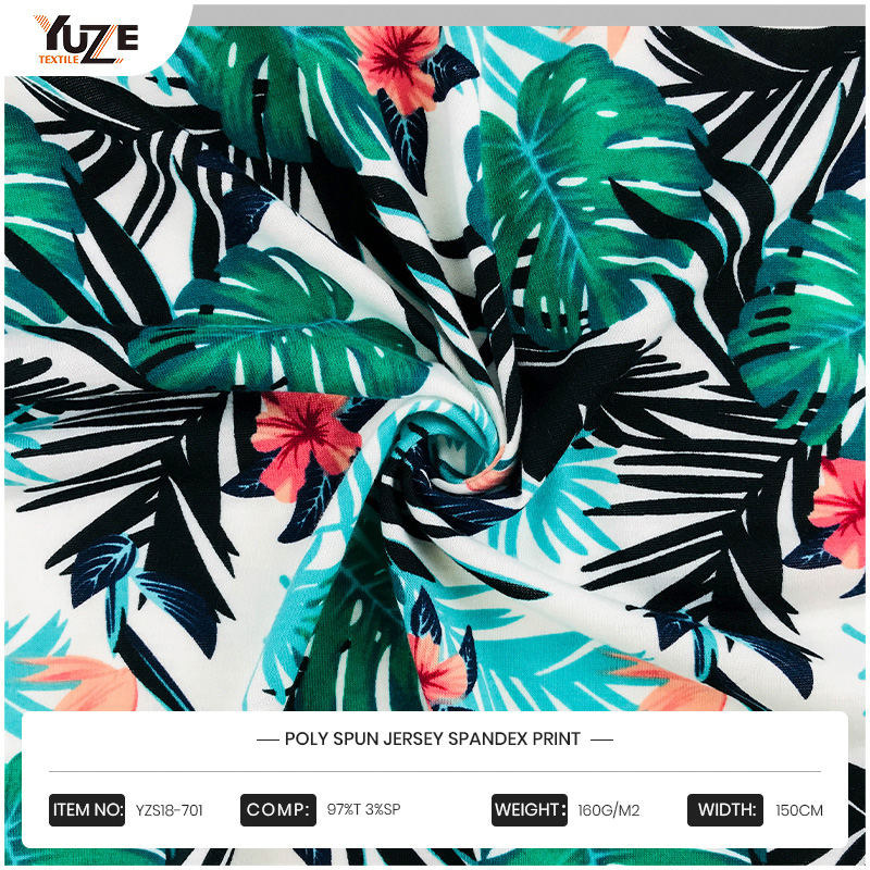 چاپ yzs18-701 Poly Spun Jersey Spandex Print