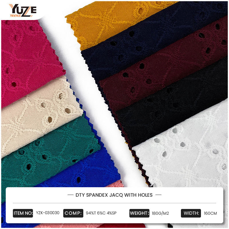 پارچه ای نوآورانه YZK-0300 30 سوراخ پارچه ژاکارد Spandex ، ایجاد نسل جدیدی از مواد نساجی با راحتی و مد عالی