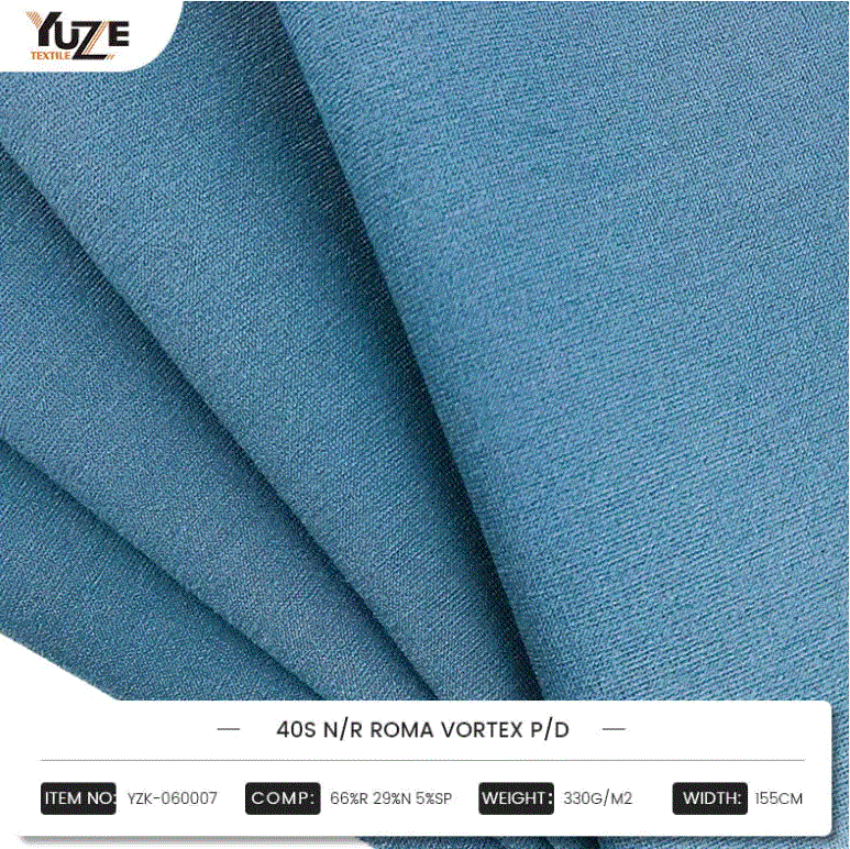 YZK-060007 40S N/R ROMA VORTEX P/D: ترکیبی از ترکیبات با کارایی بالا از ریون ، نایلون و اسپندکس ، فناوری چرخش گرداب گرداب یک انتخاب مد دوام و راحت را ایجاد می کند