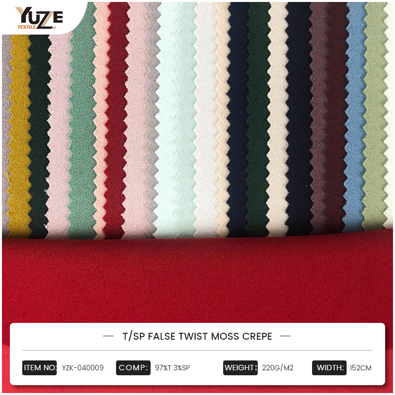 YZK-040009 T/SP FALSE TWIST MOSS CREPE: چگونه یک راه حل پارچه جدید نیازهای دوگانه مد و عملکرد را برآورده می کند؟